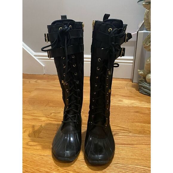 Sperry Top Sider Tall Quilted Womens Black Gold Winter Duck Boots 9045469 Size 6 - Picture 5 of 11